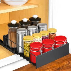 LYNK PROFESSIONAL® Pull Out Cabinet Organizer, 10" x 14" Single Tier Slide Out Drawers for Kitchen Cabinets - Sliding Pull-Out Pantry Shelves – Home Shelf Organizers 