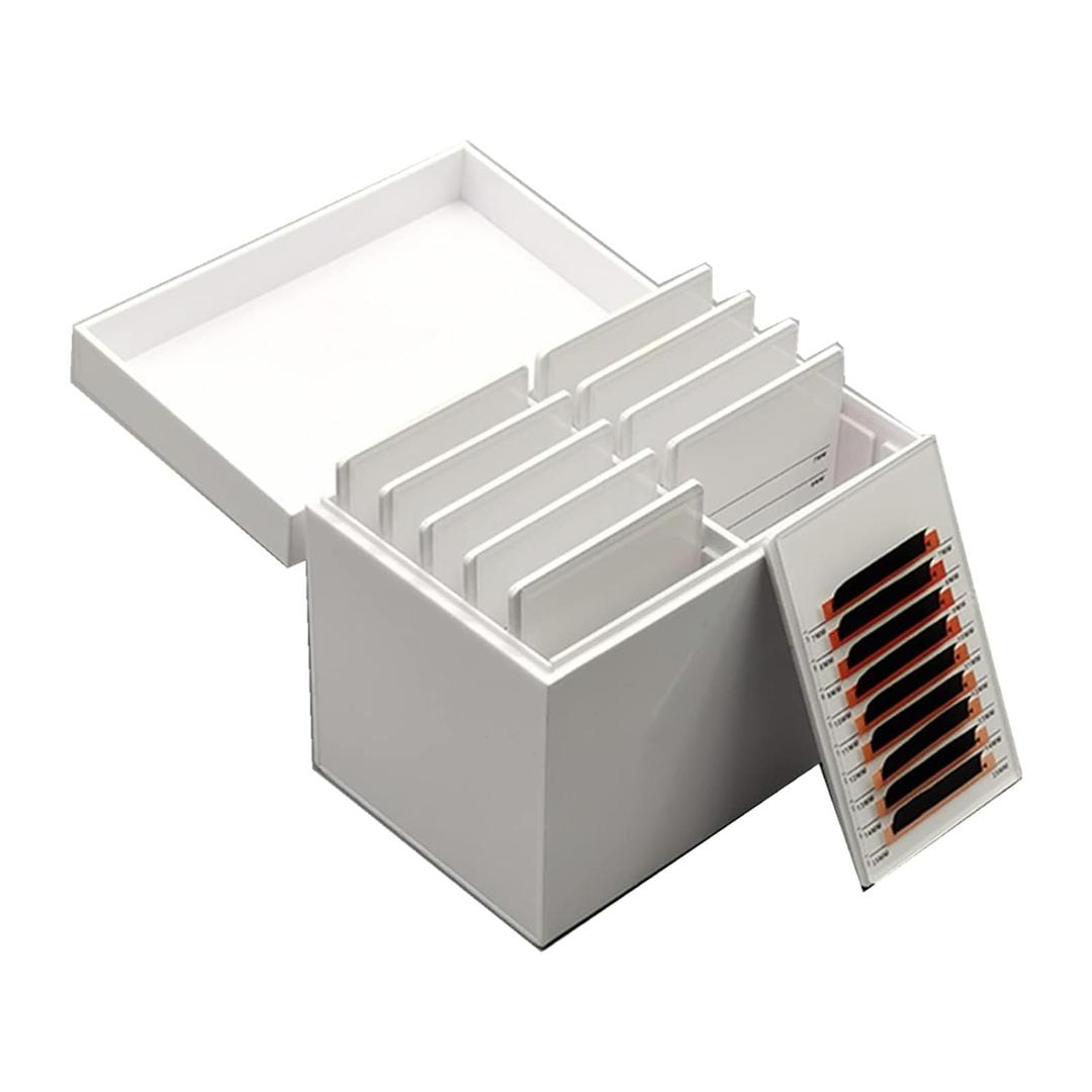 Acrylic 10 Layers Eyelases Extension Storage Box, Grafting Eye lashes Close-Packed Display, Makeup Organizer False Eyelashes Glue Pallet Holder with 10 Pallets (White without Eye)