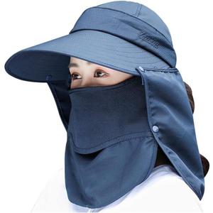 Wide Brim Sun Hat  Multifunctional UPF 50 Protection Bucket Fishing Hat Cap (One Size, Navy)