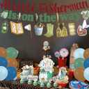 Fishing Baby Shower Decorations for Boy, Gone Fishing Baby Shower Decorations, A Little Fisherman Is on the Way Banner Cake Cupcake Toppers Balloons for Boys Baby Shower Party Decor Supplies