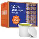 Paper Food Container with Lid, Insulated Food Cups with Vented Lids - Hot or Cold To Go Soup Cup, for Soups, Ice Cream and Yogurt - Eco-Friendly - White (Bulk: 12 oz.)