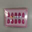 Hot Pink Almond Cat Eye Press on Nails - GJZEZ Soft Gel Short Fuchsia Glass Cateye Fall Stick on Nails Press Ons, Neon Pink Mauve Fake Nail | 16 Sizes - 32 pcs Reusable Prom False Nail, Magenta Rose