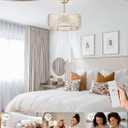 20" Gold Fandelier Ceiling Fan with Light, Caged Ceiling Fan with Light Remote Control, Mid Century Modern with 6 Speeds for Bedroom, Nursery, Living Room, Small