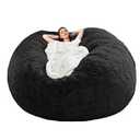 (Cover only, No Filler) Giant Fur Bean Bag Chair Cover for Kids Adults, Living Room Furniture Big Round Soft Fluffy Faux Fur Beanbag Lazy Sofa Bed Cover (5FT)