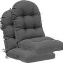 QILLOWAY Indoor/Outdoor High Back Chair Cushion for Adirondack,Spring/Summer Seasonal All Weather Replacement Rocking Chair Cushions. (Set of 2, Dark Grey)