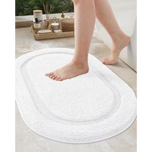 Color&Geometry Small White Bathroom Rugs, Non Slip Shower Mat with Rubber, Ultra Soft and Absorbent, Washable Bath Mats for Bathroom Floor, Shower, Sink, Vanity, 16"x24"