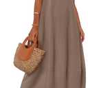 MEROKEETY Women's Casual Maxi Sundress 2025 Summer Beach Dress Scoop Neck Sleeveless Loose Tank Dress (Mocha) 
X-Large