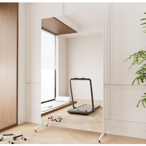 brisafe NanoMirror Non-Glass Ultra-Light 9.5 lbs Home Gym on Wheels, 67" x 40" Extra Large Full Body Mirror, Unbreakable & Shatterproof, 360° Swivel for Yoga, Dance, Fitness Studio & Home, White