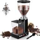 Huanyu Flat Burr Coffee Grinder with 19 Grinding Settings Electric Coffee Bean Grinder Adjustable Bulk Coffee Grinder Large Capacity 35oz Black