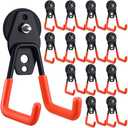 Landhoow 14 Pcs Large Magnetic Hooks Heavy Duty Garage Magnet Hooks Strong Storage Utility Magnetic Hangers with Anti Slip Rubber Coating for Indoor and Outdoor Hanging (Orange)