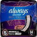 Always Discreet Boutique Adult Incontinence & Postpartum Pads For Women, Size 5, Heavy Absorbency, Regular Length, 28 Count x 3 Packs (84 Count total) (Packaging May Vary)