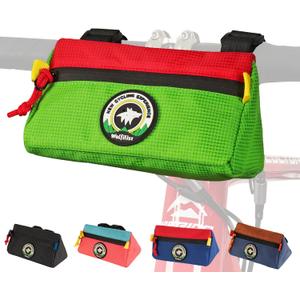 Bike Handlebar Bag,Kids Bicycle Front Basket Pack,Waterproof Bikes Bag,Small Bicycle Handle Bar Bag for Boys Girls Men Women (Green + Red)