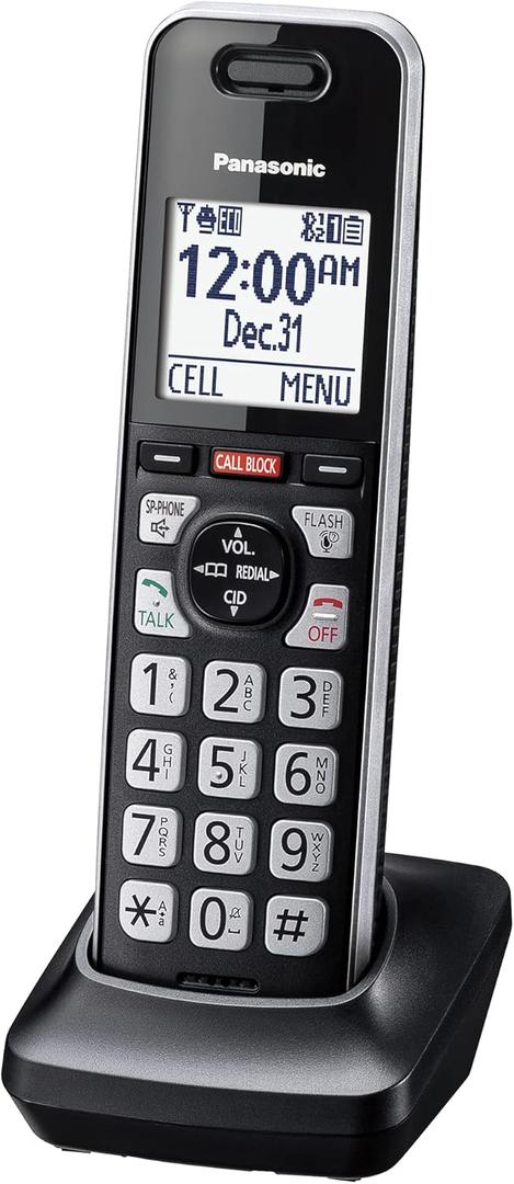 Panasonic Additional Cordless Phone Handset, Advanced Call Block, Compatible with KX-TGF94x and KX-TGF97x Series - KX-TGFA97B (Black with Silver Trim)