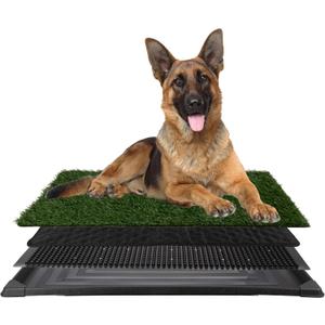 Dog Grass Pad with Tray - 35.5x23.5in Reusable Pee Pads for Dogs - 4-Layer Indoor/Outdoor Artificial Grass Pee Pad - Dog Housebreaking Supplies for Puppy Training by PETMAKER