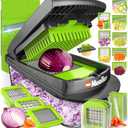 Muller Austria Pro Series Vegetable and Fruit Cutter 8 Blade Multi Function Vegetable Chopper Hand Food Cutter for Home Kitchen Onion, Carrot Potato, Fruit, Salad (Green-Gray)