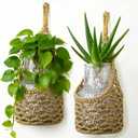 Macrame Wall Plant Hanger, Hanging Planter Basket Holder, Wall Planters for Indoor Plants, for Up to 6 Inch Pot (Brown, 6-Inch)