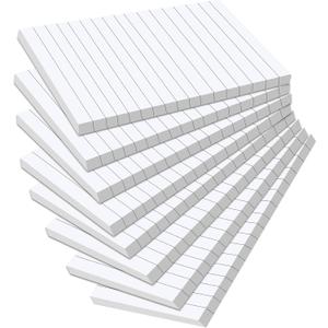 Pack of 400 Sticky Notes White,Lined Self-Adhesive Notes 100 x 150 mm, Sticky Note Pads with Lines, Large Lined Sticky Notes for Marking Pages for Office, Study, Home, 8 Pack/400 Sheets Pack of 400 Sticky Notes White,Lined Self-Adhesive Notes 100 x 150 mm, Sticky Note Pads with Lines, Large Lined Sticky Notes for Marking Pages for Office, Study, Home, 8 Pack/400 Sheets
