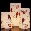 GenSwin Red Bird Flameless Candles with Timer, LED Candles with 3D Wick, Real Wax Pillar Candles for Halloween Christmas Indoor Decorations(D3 x H456)