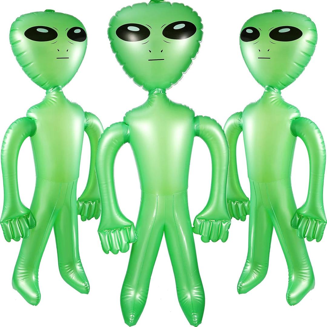 BBTO 3 Pcs Alien Inflates Inflatable Jumbo Alien Blow up Toy for Party Decorations, Halloween, Birthday, Theme Party(35 Inch,Green)