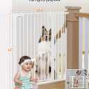 COMOMY 42" Extra Tall Baby Gate for Stairs Doorways, Fits Openings 29.5" to 40.6" Wide, Auto Close Sturdy Safety Dog Gate for House, Pressure Mounted Easy Walk Through Pet Gate with Door, White