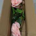 3PCS Real Touch Austin Rose Artificial Flowers 5.1" Large Rose Fake Flowers 23.62'' Long Stem Faux Peonies Flowers Arrangement for Wedding Home Kitchen Party Indoor Outdoor Decor(Champagne)