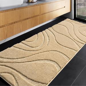 DEXDE Bathroom Rugs Runner 24 x 60 Inch, Extra Long Bathroom Rug Non-Slip Machine Washable Bath Mats Rug, Beige Soft Carpets for Floor, Tub and Shower, Home Decor Accessories
