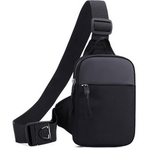 Crossbody Bag for Men Women Waterproof Sling Bag Casual Portable Chest Bag for Travel Workout Hiking Mini Sling Bag Black (Small)