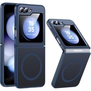 NO.1 Magnetic for Samsung Galaxy Z Flip 7 FE Case Compatible with MagSafe[Military Grade Drop Tested][Translucent Matte][Anti-Fingerprint] Soft Silicone Bumper for Samsung Flip 7 FE Case,Blue