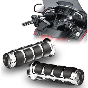 DREAMIZER Universal Motorcycle Hand Grips with Black Non-Slip Rubber for Harley Honda Yamaha Suzuki Kawasaki (1" (25mm), Chrome-2)
