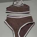 Herseas Women's Bikini Sets Floral Print Whip Stitch 2 Piece Swimsuits High Waisted Scoop Bathing Suits S