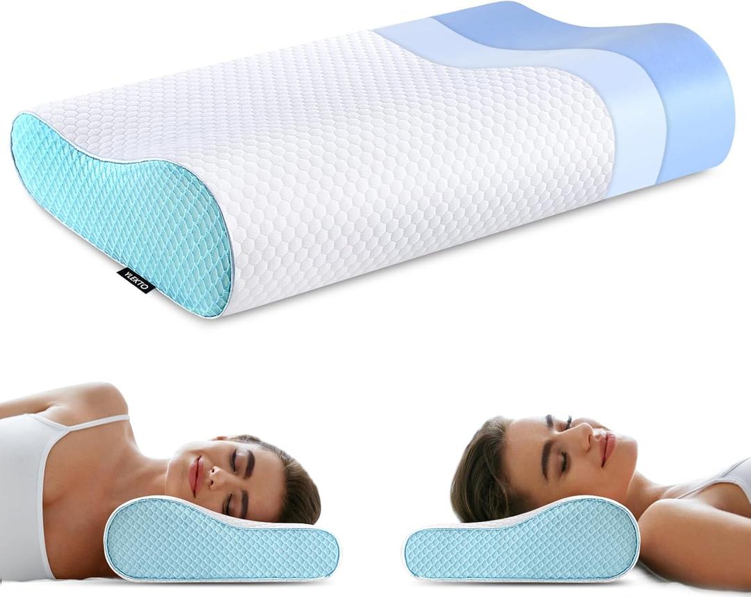 Memory Foam Pillows Neck Pillow Bed Pillow for Sleeping Ergonomic Cervical Contour Pillow for Side Back Stomach Sleeper for Neck and Shoulder Pain (Queen(23.6*14*4.9inches), White)