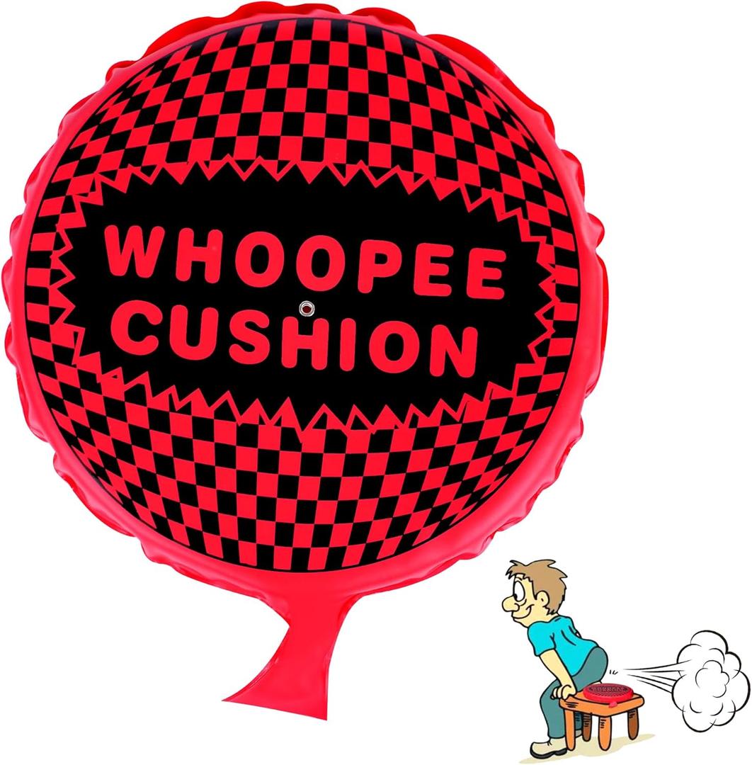 Whoopee Cushion, 9" Whoopie Cushion Fart Toy, Self Inflating Woopie Cushion for Kids Adult Teens, Make Great Big Mega Woopy Fart Sounds, Funny Fart Game, Prank Gag White Elephant Gifts (Red)