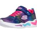Skechers Kids Wavy Beams Sneaker, Navy/Multi, 1 US Unisex Little Kid
