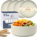 Large Wheat Straw Dinner Plates - 11 Inch Set of 8 - Unbreakable, Dishwasher & Microwave Safe - Deep Edge for Kitchen & Camping (Beige)