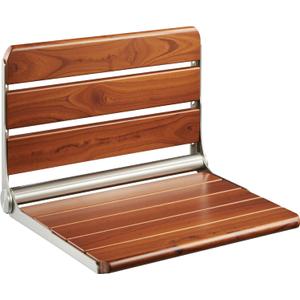 Upgraded 20" Folding Teak Shower Seat Wall Mounted- Shower Bench for Inside Shower, ADA Compliant Teak Shower Seat Wall Mounted Bench Bathroom Stool, Folding Bathtub Shower Seat for Adults Elderly (20*17*11 InchYellow-brown)
