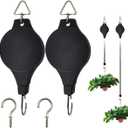 GXXMEI 2PCS Retractable Pulley Plant Hanger with 2PCS Ceiling Hooks Plant Pulley Hanging Flower Basket Hook Hanger for Garden Baskets Pots and Birds Feeder in Different Height
