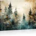 Landscape Canvas Wall Art Forests Picture Pine Trees Painting Vintage Watercolor Prints for Living Room Bedroom Bathroom Home Office Decor Framed(Art-4,16.00x24.00 inch)