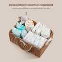 HBlife Large Baby Diaper Caddy, Paper Rope Storage Baskets Nursery Bin with Removable Divider, Portable Car Organizer for Diapers, Baby Shower Gifts, Newborn Essentials Must Haves