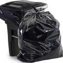 Aluf Plastics 65 Gal Black Heavy Duty Garbage Bags 1.5 Mil - 50"x 48" - Pack of 50 - For Contractor, Outdoor, Construction, & Storage