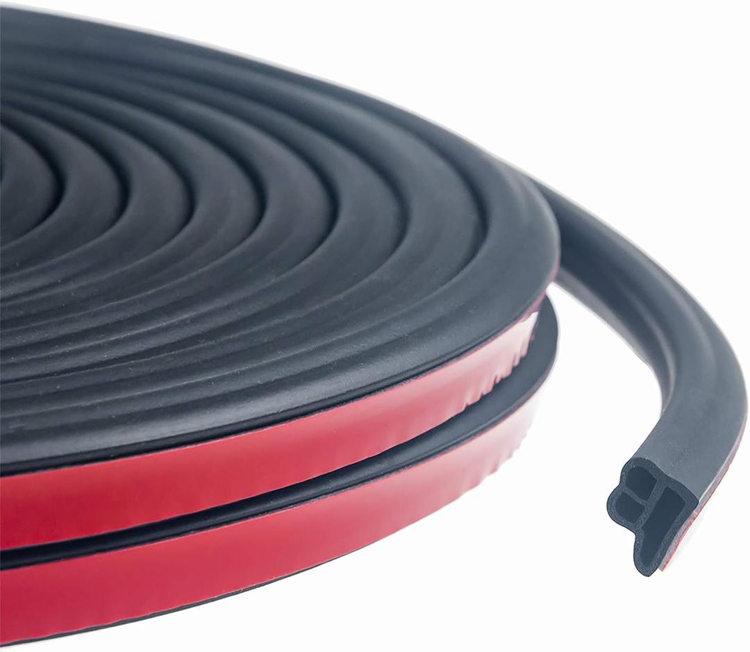 Universal Car Weather Stripping, Self-Adhesive Auto Door Rubber Seal Strip, Engine & Window Noise Insulation (47/100" x 2/5" x 33 Feet)