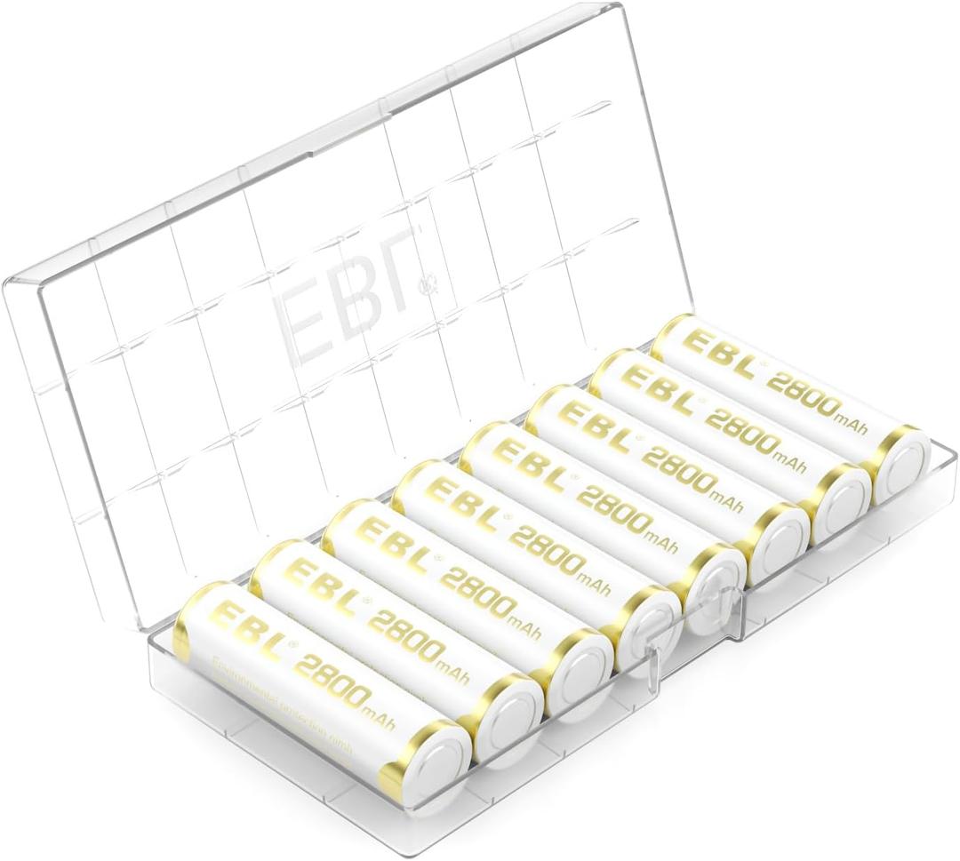 EBL AA Rechargeable Batteries 2800mAh Ni-MH Double A Batteries 8 Counts New Series