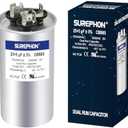 SUREPHON 25+5 uF 25/5 MFD ±5% 370V/440VAC Dual Run Start Capacitor CBB65B Works for AC Unit Fan Motor Start or Heat Pump or Condenser Straight Cool