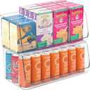 mDesign Modern Stackable Plastic Open Front Dip Extra Large Storage Organizer Bin Basket for Kitchen Organization, Shelf, Cubby, Cabinet, and Pantry Organizing Decor, Ligne Collection - 2 Pack - Clear