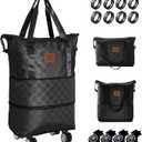Travel Duffle Bag with Wheels, 28-58L Expandable & Foldable Duffel Bag - Lightweight, Durable, Carry-On Luggage for Gym, Camping, Business Trip - Ideal Gift for Men & Women (Black)