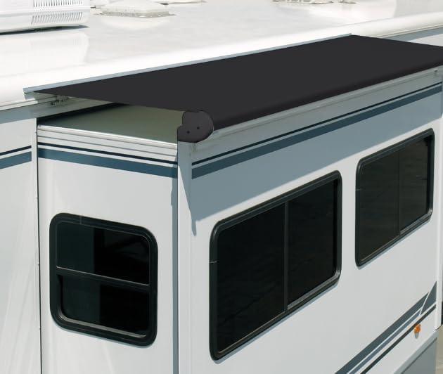 RV Slide Out Awning Fabric Replacement - 18.5oz Heavy Duty Universal and Weather Resistant Slide Topper Canopy for 5th Wheel RVs, Campers, Motorhomes, Black (110'' Fabric Only) (Obsidian)
