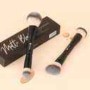 DUcare Makeup Brushes Duo End Foundation Contour Powder and Buffer Brush Bronzer Double Makeup Brush Set 2Pcs black (B03)