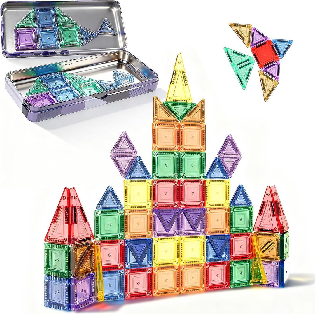 Magnetic Tiles, 70pcs Building Blocks with Storage Case, Toddler Toys Magnetic Blocks, Toys for Ages 3-5 4-8 Boys Girls,for Preschool Learning Birthday
