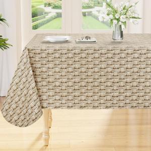 Smiry Rectangle Table Cloth, Waterproof Vinyl Tablecloths with Flannel Backing, Wipeable Spillproof Plastic Table Cover for Dinner and Outdoor (Weave Patterns, 52" x 70")