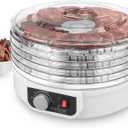 NutriChef Food Dehydrator Machine | Dehydrate Beef Jerky, Meats, Mushrooms, Fruits & Vegetables | Great For At Home Use | Uses High-Heat Circulation for Even Dehydration | 5 Easy to Clean Trays. (Milky)