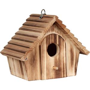 Bird House for Outside - Hanging Outdoor Birdhouse - Natural Wood Bird Nesting Box for Bluebirds, Hummingbirds, Finches, Wrens, Cardinals - Easy to Clean & Durable Garden Bird Shelter